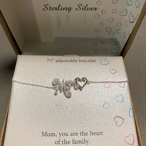 Mom Sterling Silver 7 1/2” adjustable Bracelet